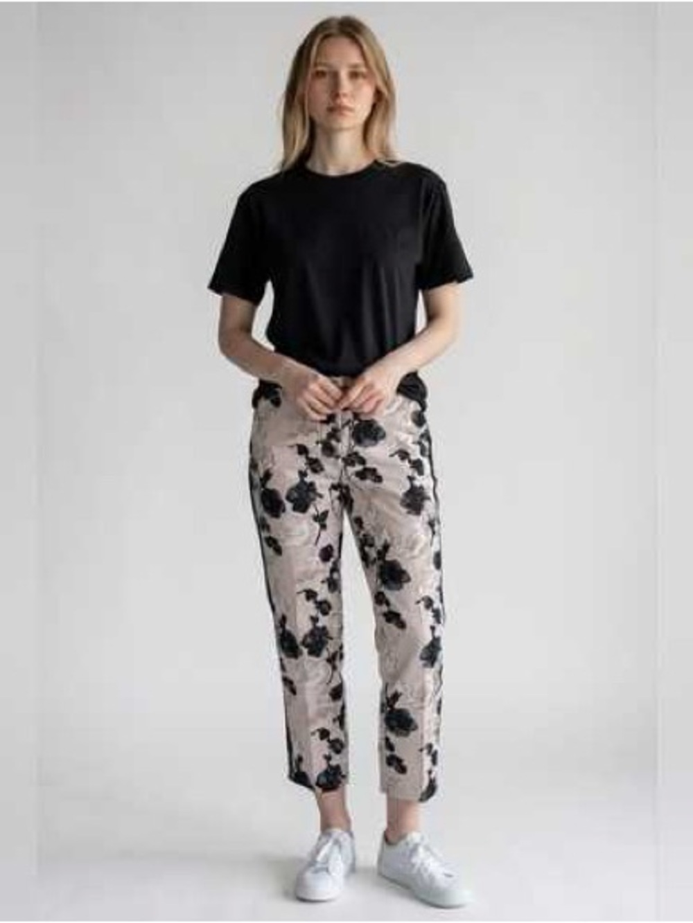 Max Mara Weekend Cigarette FITW13 Straight Slim Leg Pants Floral Print Size 8